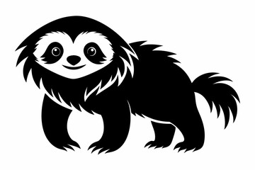 sloth silhouette line art vector illustration with a white background