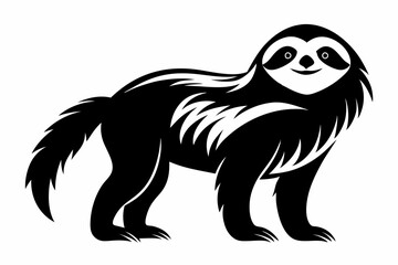 sloth silhouette line art vector illustration with a white background
