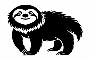 sloth silhouette line art vector illustration with a white background