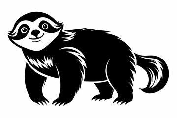sloth silhouette line art vector illustration with a white background
