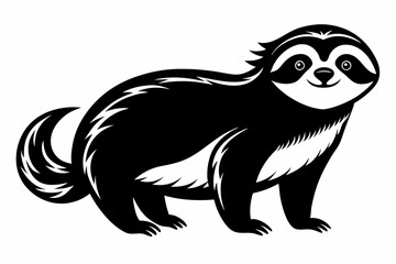 sloth silhouette line art vector illustration with a white background