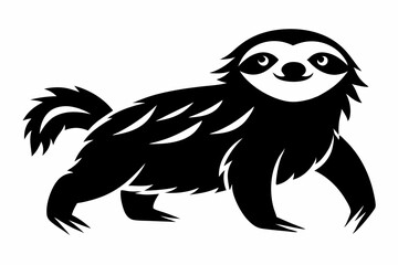 sloth silhouette line art vector illustration with a white background
