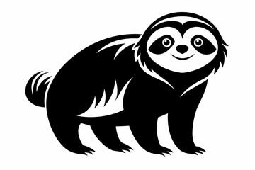 sloth silhouette line art vector illustration with a white background
