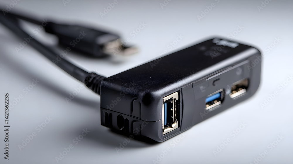 Fototapete a close up view showcasing the sleek and compact design of a usb to ethernet adapter cable highlight