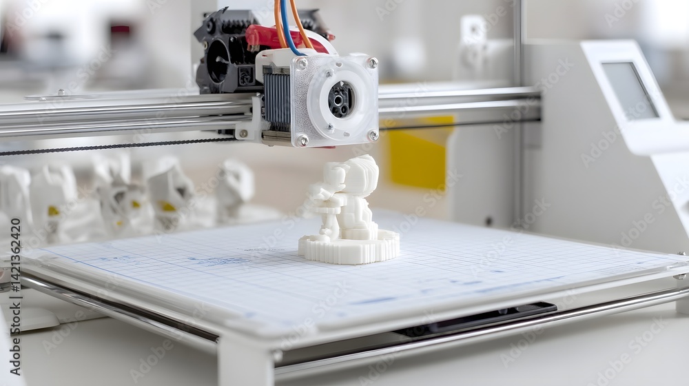 Poster a 3d printer in a highly detailed miniature figure using resin in a clean professional workspace sui