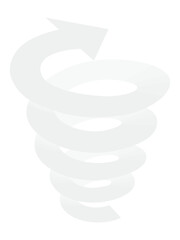 白色の回転しながら上昇する矢印