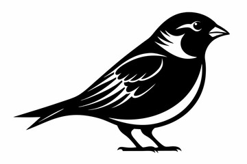 sparrow silhouette line art vector illustration with a white background
