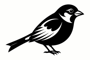sparrow silhouette line art vector illustration with a white background