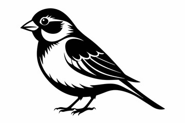 sparrow silhouette line art vector illustration with a white background