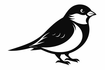 sparrow silhouette line art vector illustration with a white background