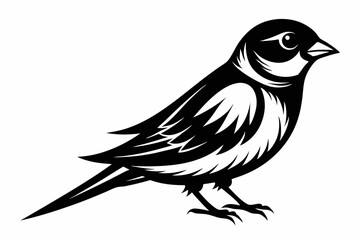 sparrow silhouette line art vector illustration with a white background