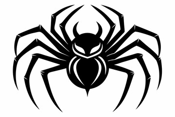 spider silhouette line art vector illustration with a white background