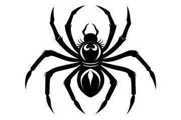 spider silhouette line art vector illustration with a white background