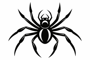 spider silhouette line art vector illustration with a white background