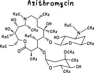 chemical structure of Azithromycin illustration on transparency background