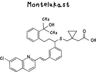 chemical structure of Montelukast illustration on transparency background