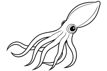 squid silhouette line art vector illustration with a white background