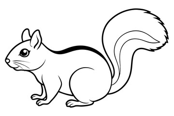 squirrel silhouette line art vector illustration with a white background