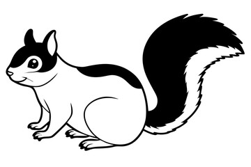 squirrel silhouette line art vector illustration with a white background