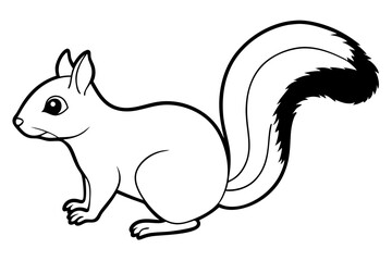 squirrel silhouette line art vector illustration with a white background