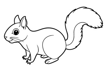 squirrel silhouette line art vector illustration with a white background