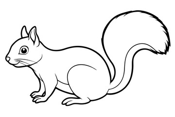 squirrel silhouette line art vector illustration with a white background