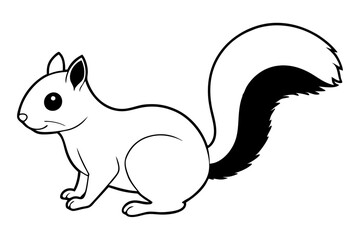 squirrel silhouette line art vector illustration with a white background