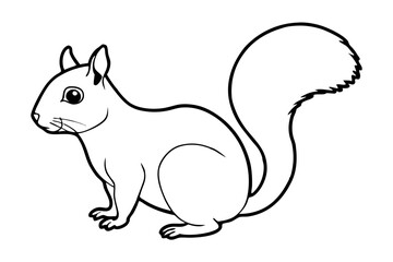 Fototapeta premium squirrel silhouette line art vector illustration with a white background
