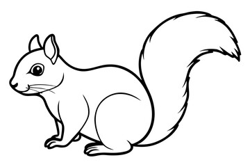 squirrel silhouette line art vector illustration with a white background