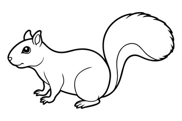 squirrel silhouette line art vector illustration with a white background