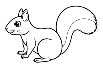 squirrel silhouette line art vector illustration with a white background