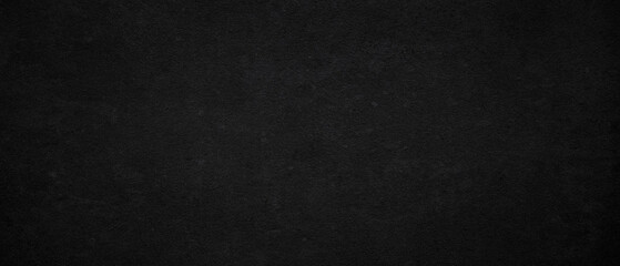 Abstract Black wall texture for pattern background. wide panorama picture. Black wall texture rough background dark concrete floor or old grunge background with black