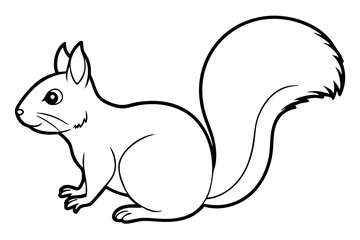 squirrel silhouette line art vector illustration with a white background