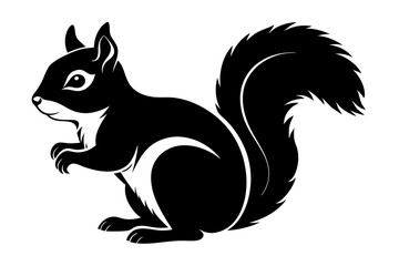 squirrel silhouette line art vector illustration with a white background