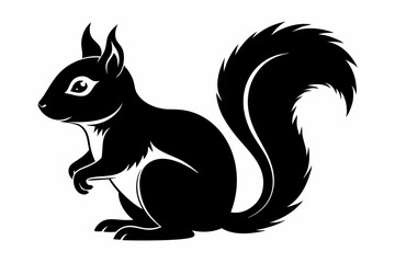 squirrel silhouette line art vector illustration with a white background