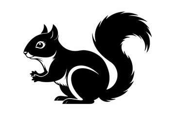 squirrel silhouette line art vector illustration with a white background