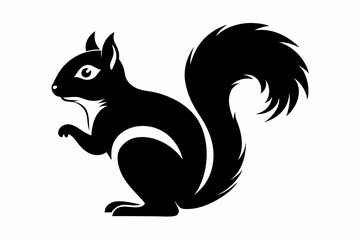 squirrel silhouette line art vector illustration with a white background