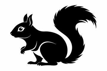 squirrel silhouette line art vector illustration with a white background