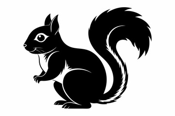 squirrel silhouette line art vector illustration with a white background