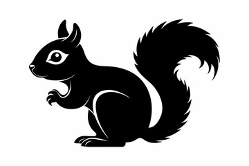 squirrel silhouette line art vector illustration with a white background