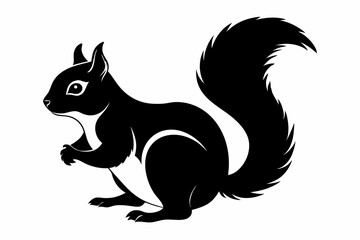 squirrel silhouette line art vector illustration with a white background