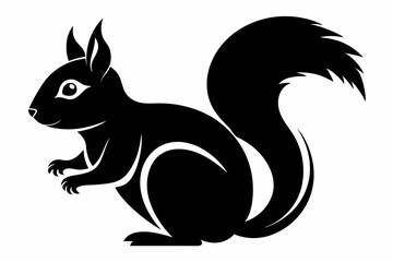 squirrel silhouette line art vector illustration with a white background