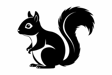 squirrel silhouette line art vector illustration with a white background