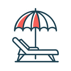 Beach Chair with Umbrella Icon Representing Relaxation and Coastal Leisure