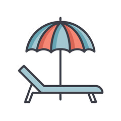 Beach Chair with Umbrella Icon Representing Relaxation and Coastal Leisure