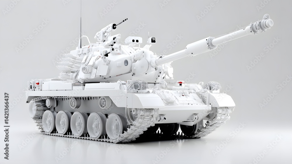 Poster a highly detailed and accurate 3d rendering of a powerful and technologically advanced battle tank