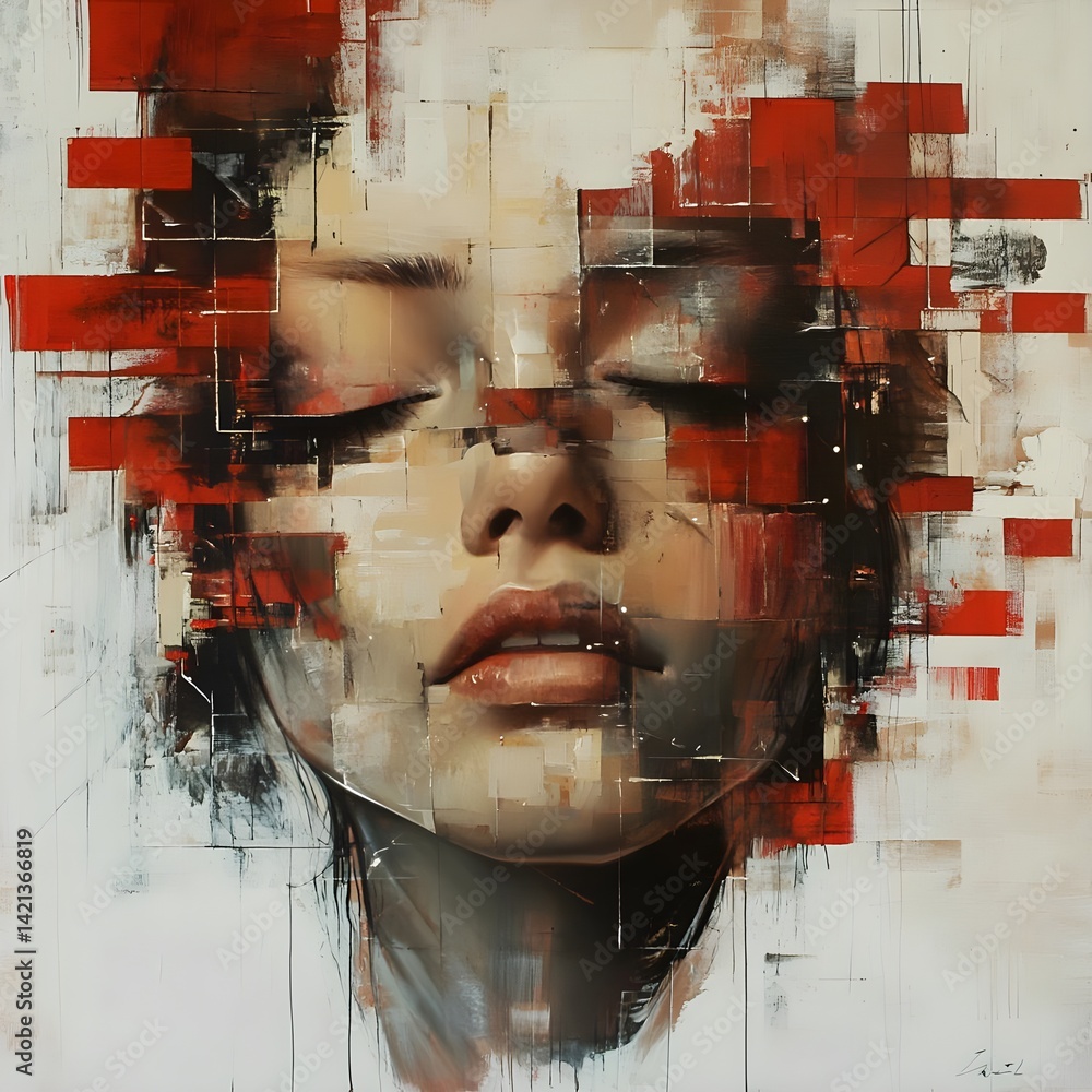 Poster abstract portrait creation digital art showcase urban studio artistic expression close-up view moder