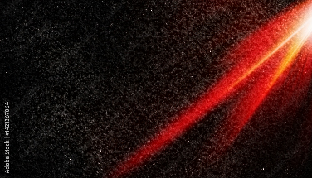 Aufkleber cosmic red light beam in deep space with scattered particles and galaxy dust, ideal for sci-fi backg
