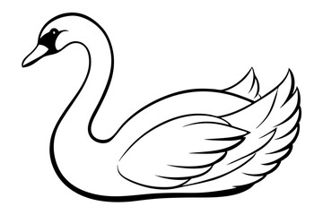 swan silhouette line art vector illustration with a white background