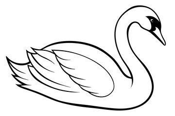 swan silhouette line art vector illustration with a white background